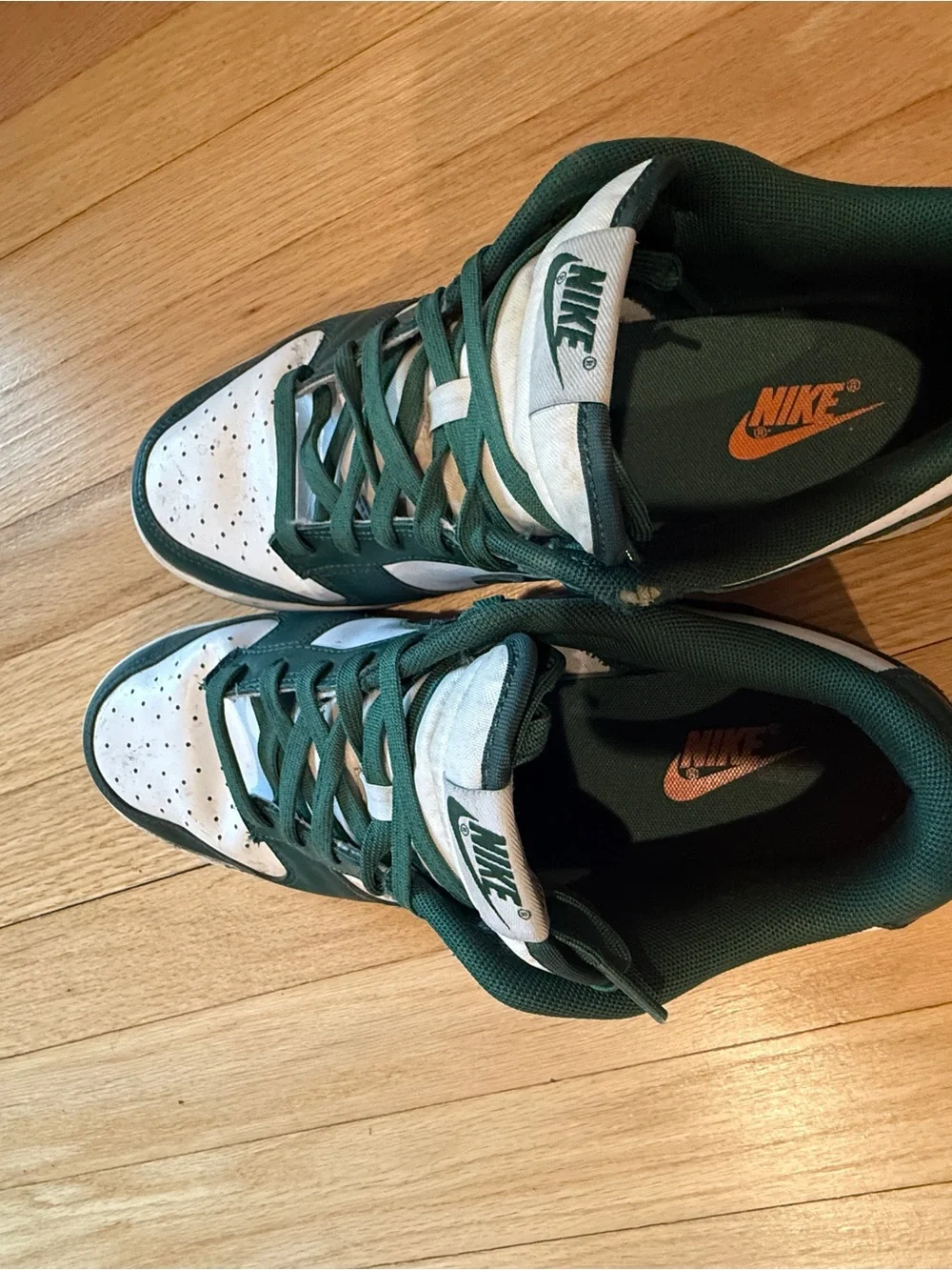 Nike Low-Top Sneakers in White and Dark Green